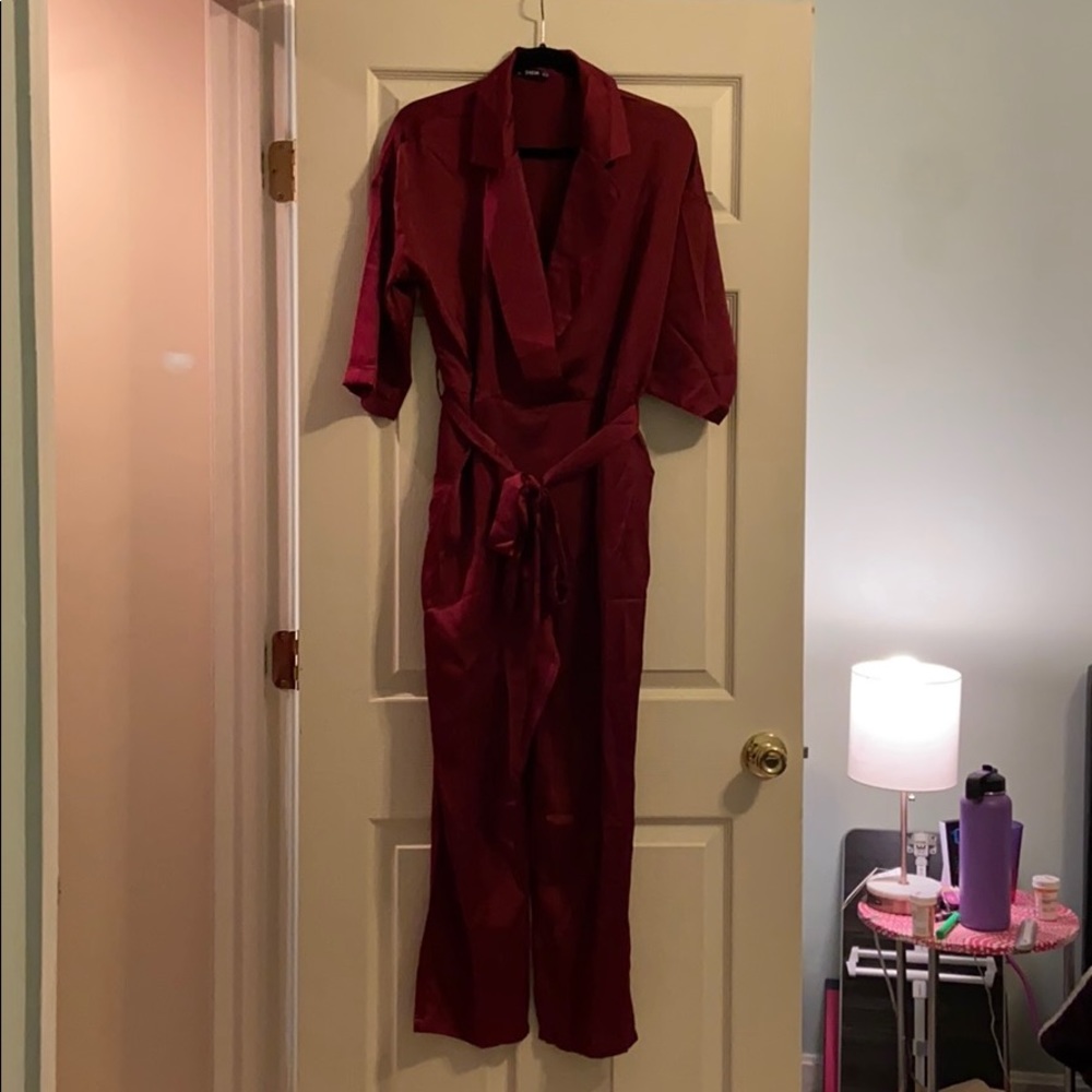 Red Satin Jumpsuit